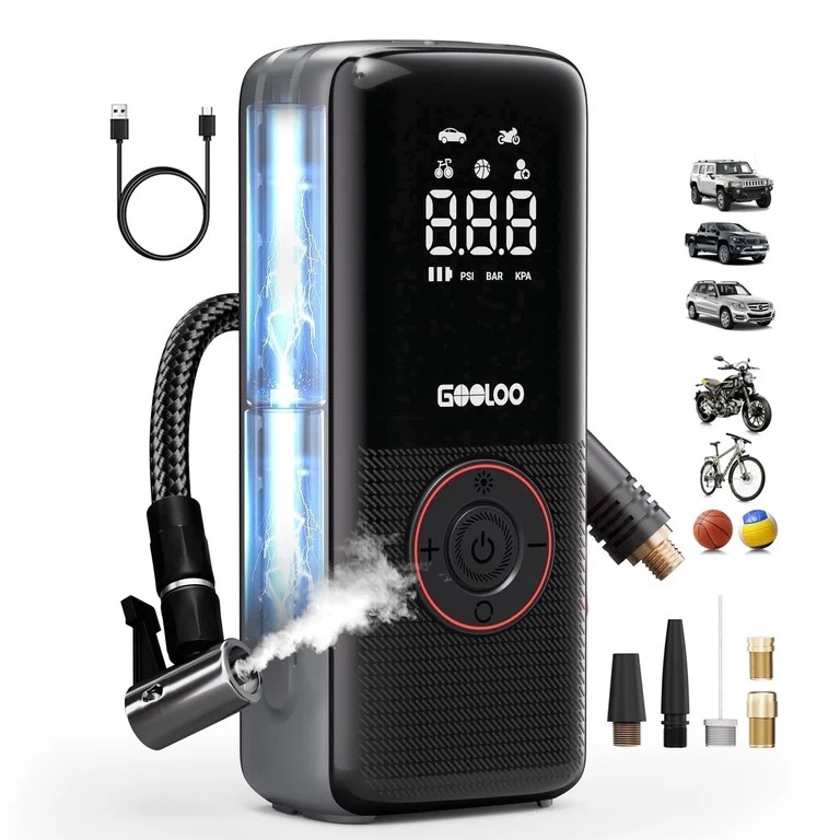 GOOLOO Tire Inflator Portable Air Compressor, 160PSI Cordless Air Pump for Car Tires with 7500mAh... | Walmart (US)