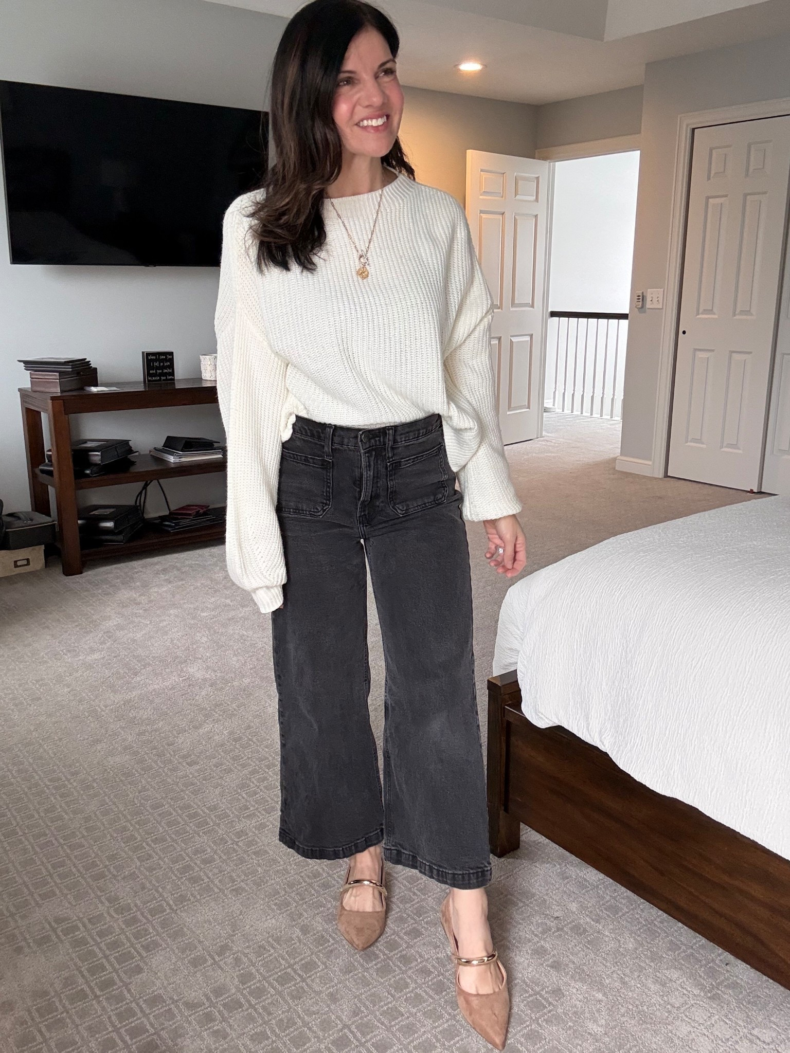 These jeans are oldies but goodies! I love the wide leg and the length is perfect! This style is easy to dress up or down. Grab them now since they are on super sale!! 

#LTKootd #LTKOver40 #LTKmomlife