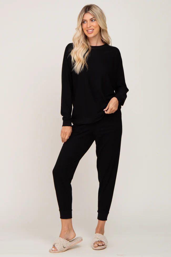 Black Soft Knit Long Sleeve Set | PinkBlush Maternity