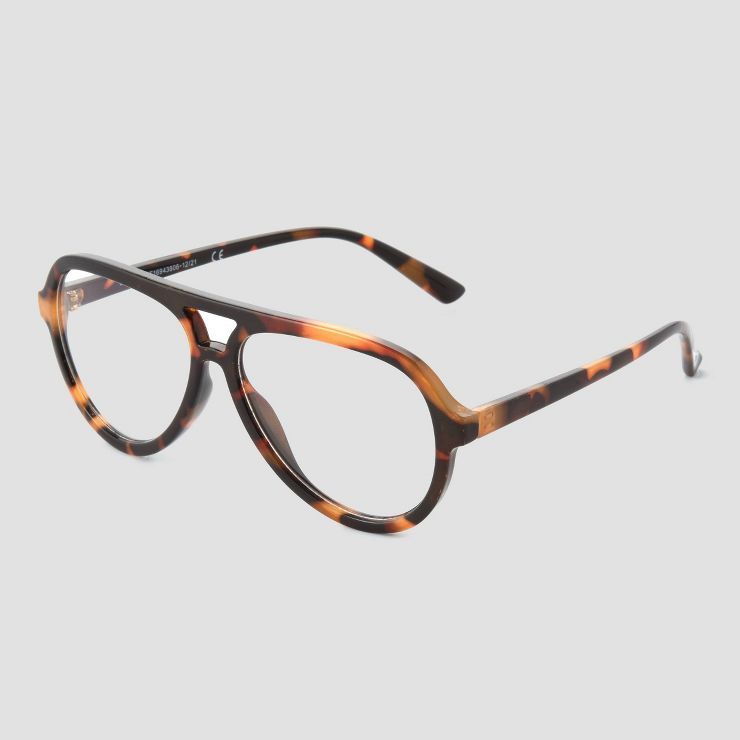 Women's Tortoise Print Aviator Blue Light Filtering Glasses - Universal Thread™ Brown | Target