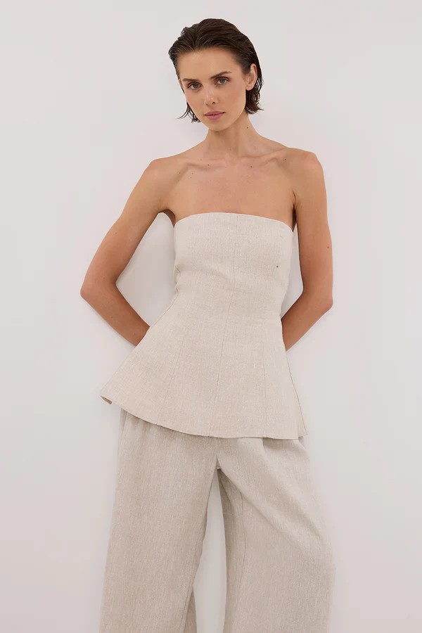 MONIQUE NATURAL LINEN TUNIC TOP | DISSH