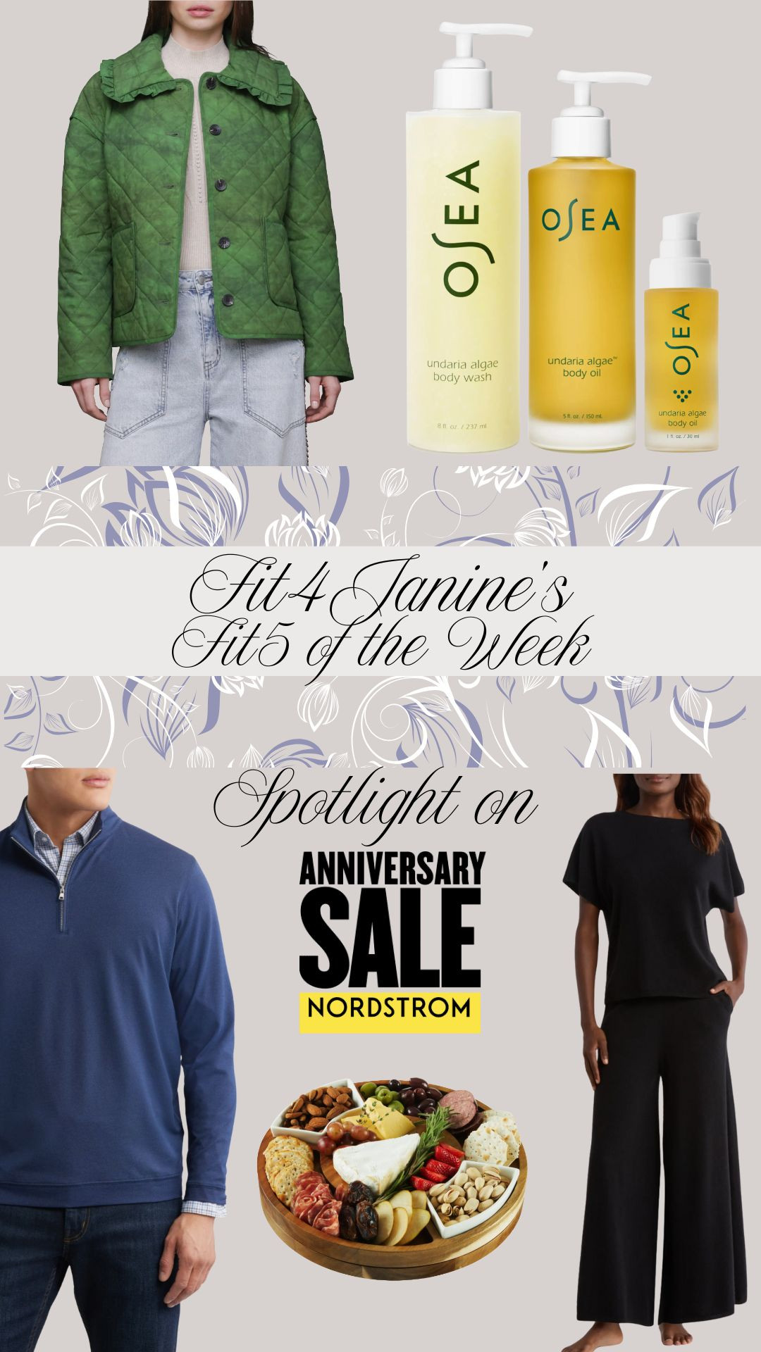 The Nordstrom Anniversary Sale is LIVE to the public, and so many fabulous items from your favorite brands are front and center! This week's "Fit5" is showcasing some of my go-to's, and one's that absolutely need to be "added to cart!"

Fit4Janine, Jackets, Avec Les Filles, Body Care, Osea, Peter Millar, Men's Fashion, Home, Gift Giving, Cashmere, Lounge Set 

 #LTKSaleAlert #LTKStyleTip #LTKBeauty
