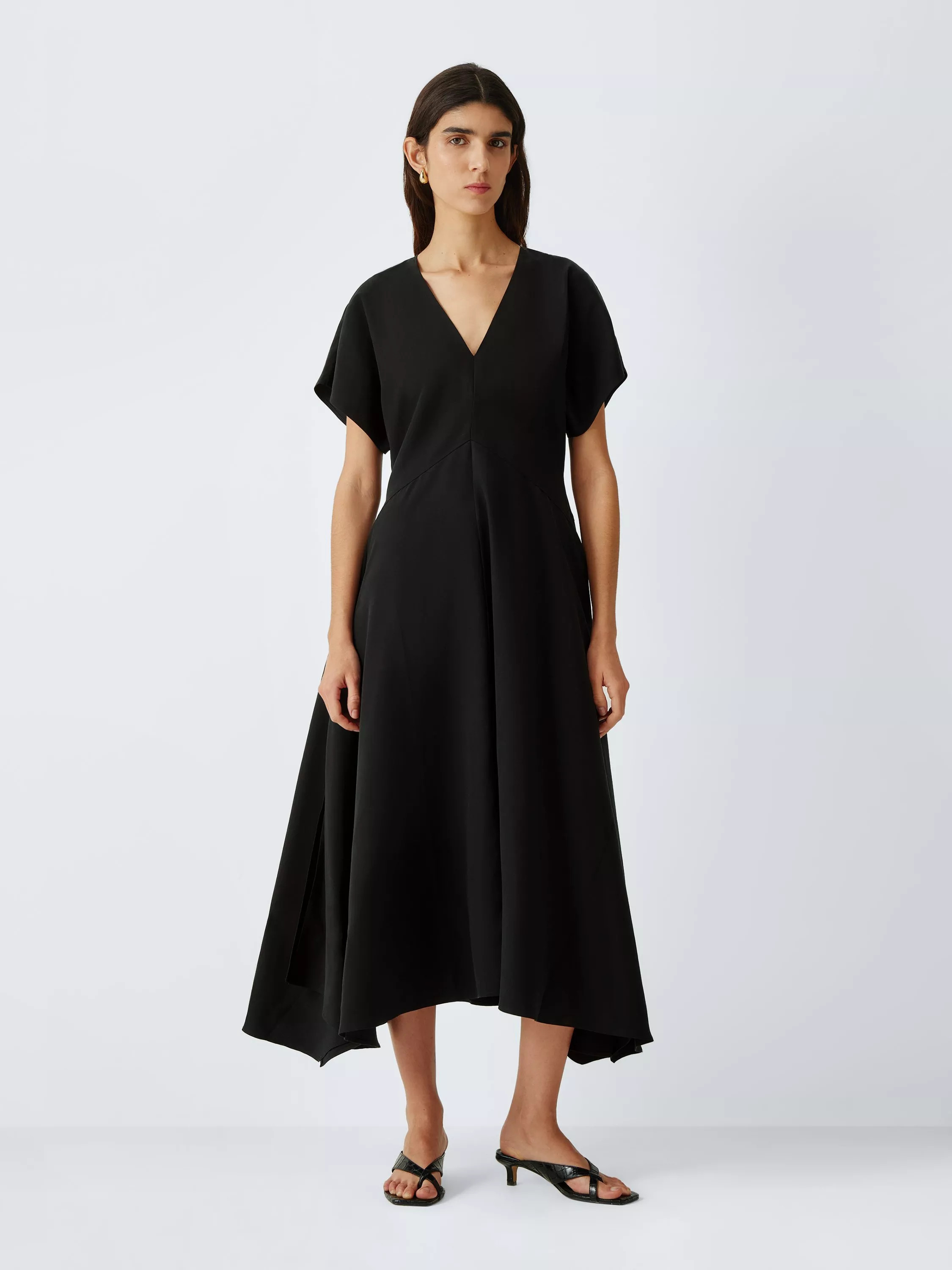 John Lewis V-Neck Cap Sleeve Panelled Midi Dress | John Lewis (UK)