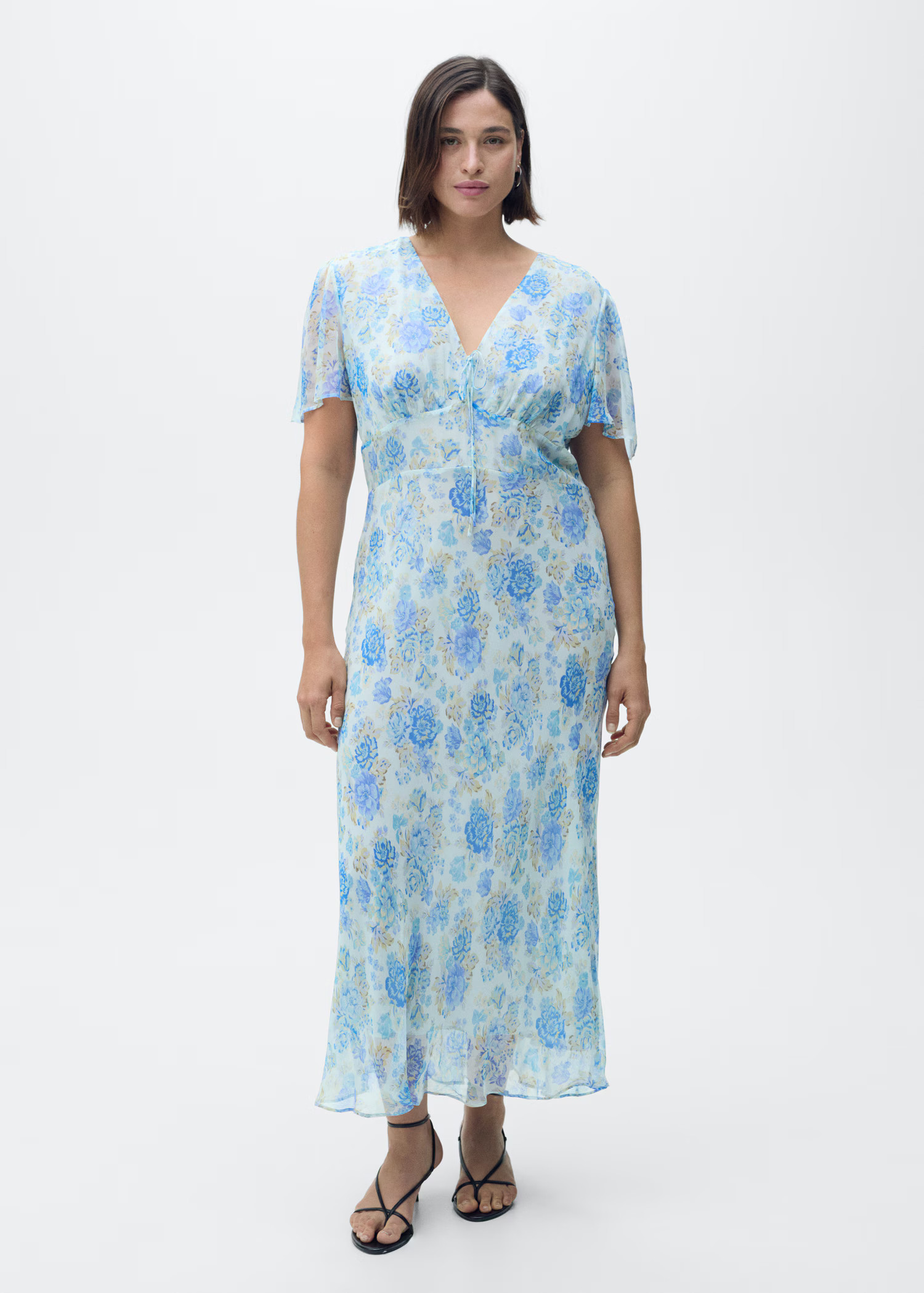 Short-sleeved floral midi dress - Women | MANGO USA | Mango (US/MX/AU)