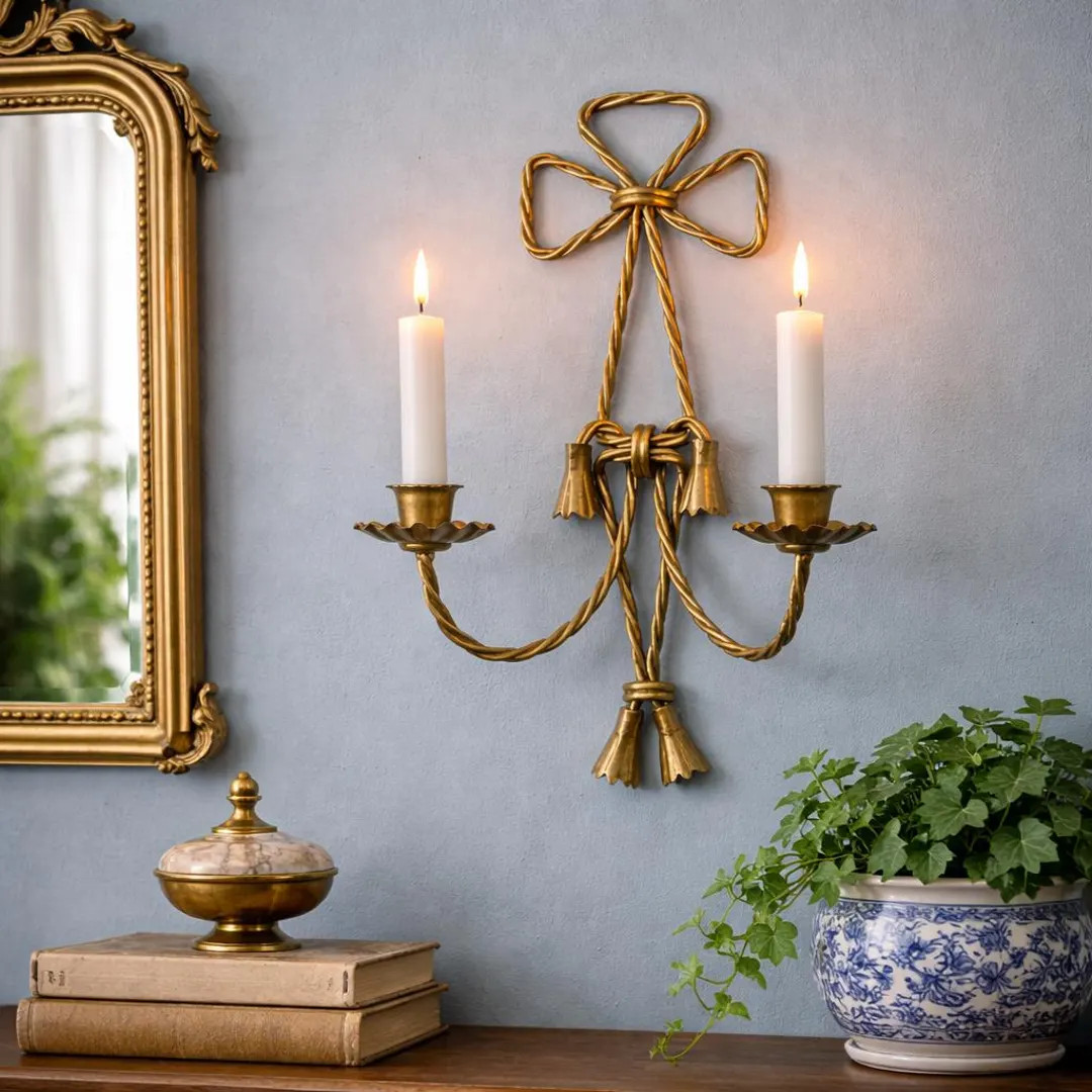 Vintage Twisted Metal Wall Sconce | French Inspired Double Arm Decor | Etsy (US)