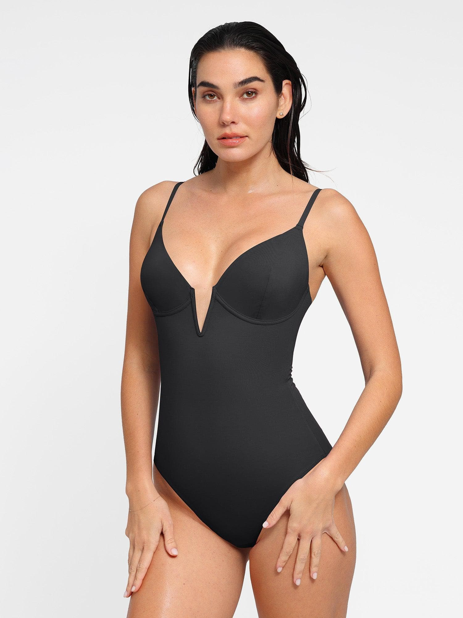 The Shapewear Swimsuit Deep V-Neck One-Piece Low-Back | Popilush
