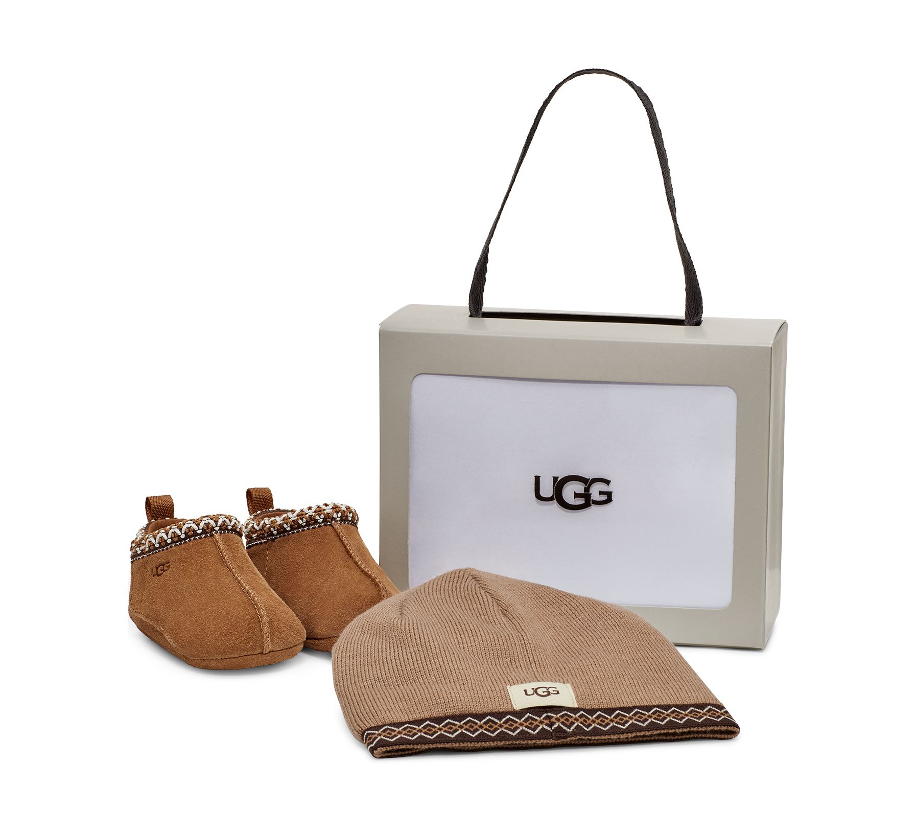 UGG Infants' Baby Tasman And UGG Beanie Suede Boots in Chestnut, Size 1 (0-6 months) | UGG (US)