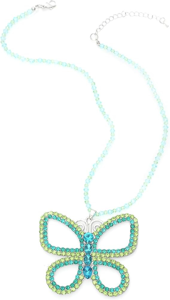 Butterfly Choker Necklace - Large 2.5" x 3" Sparkly Green Butterfly Pendant for Women, Elegant Co... | Amazon (US)
