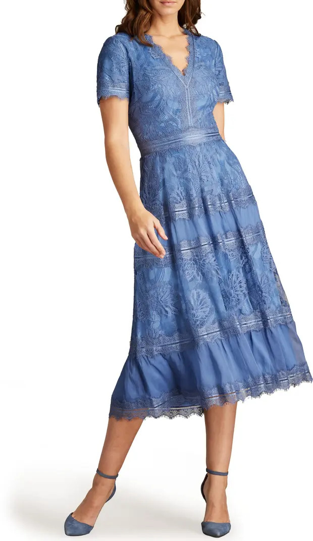 Lace & Mesh Midi Cocktail Dress | Nordstrom