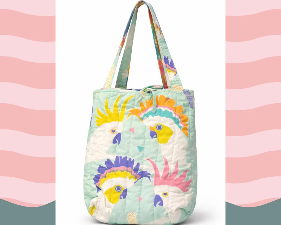 Quilted Cockatiel Tote Bag | Parrot Print Handmade Carryall Purse | Etsy (US)