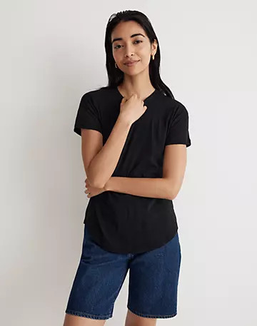 Whisper Cotton Rib-Crewneck Tee | Madewell