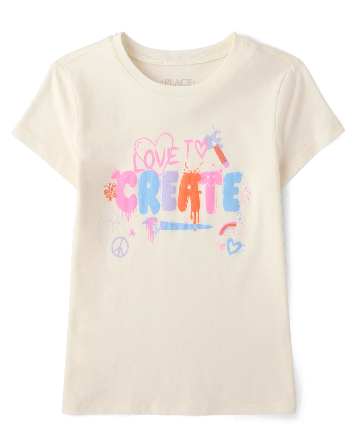 Girls School Love To Create Graphic Tee - cream | The Children's Place