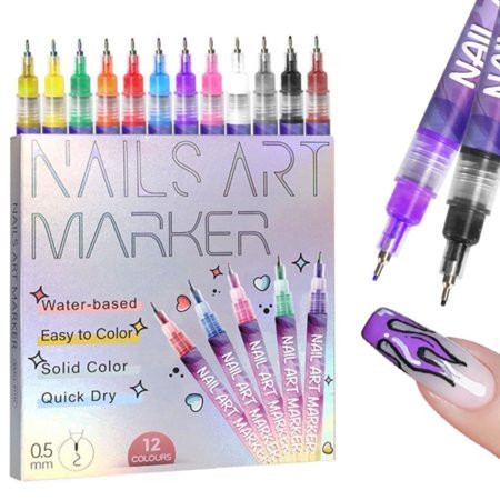 Fine Tips 3D Nail Art Pens, 12 Colors 0.5 MM Nail Marker Pens Nail Point Graffiti Dotting Drawing Painting Liner Pen for Home Salon Quickly Dry Nail Art | Walmart (US)