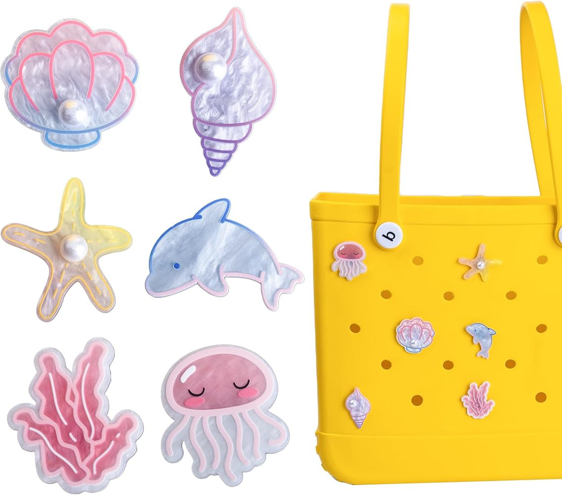 6Pcs Ocean Charms Accessory for Bogg Bags and Simply Southern Totes, Decorative Accessories to Cu... | Amazon (US)