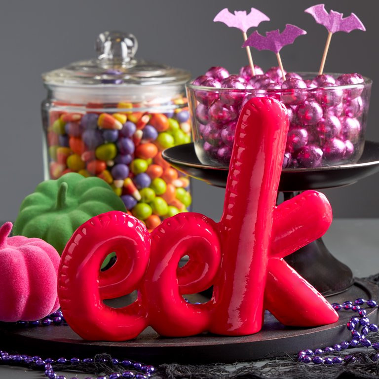 Halloween Ceramic Pink Eek Tabletop Decoration, 7 in, by Way To Celebrate | Walmart (US)