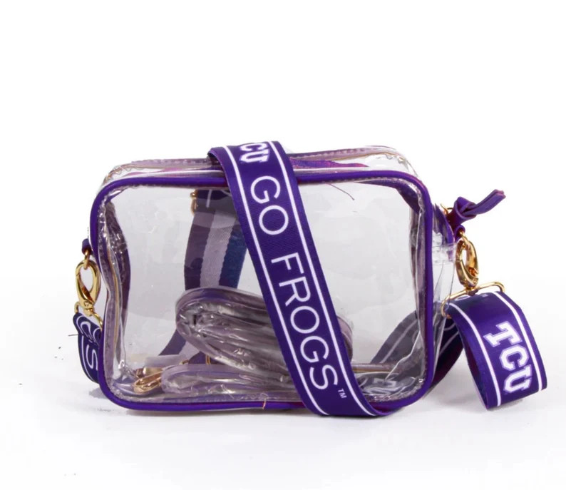 TCU Clear Purse with Strap, GO FROGS, Licensed, Canvas, Game Day, Stadium Approved, Crossbody, Gr... | Etsy (Global)