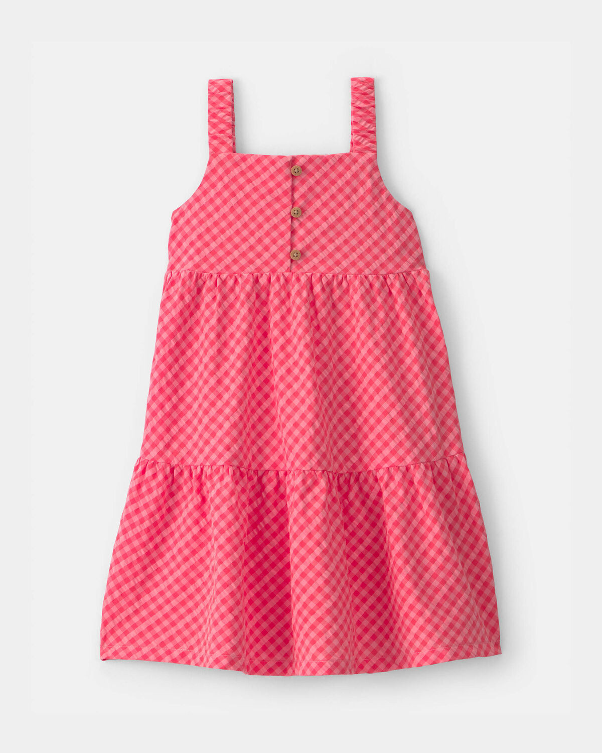 Toddler Girl Gingham Tiered Dress - Coral | Carter's Inc