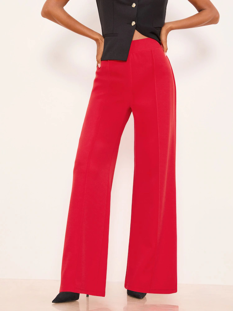 Lipsy Red Petite High Waist Wide Leg Trousers | Next EU