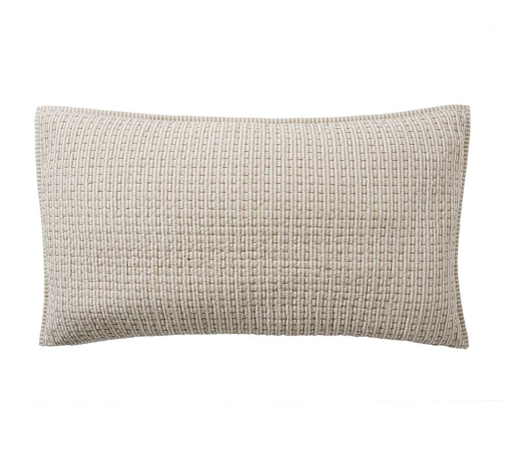 Pick-Stitch Wheaton Reversible Striped Cotton Quilted Sham | Pottery Barn (US)