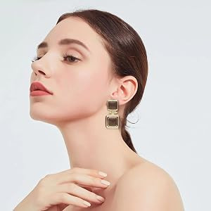 Dangle Drop Earrings for Women Cute Gold Geometric Statement Jewelry | Amazon (US)