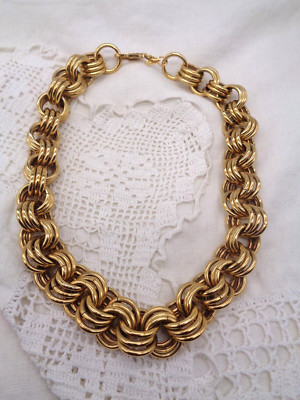 Vintage MONET Chunky Gold Tone Triple Link NECKLACE  | eBay | eBay US