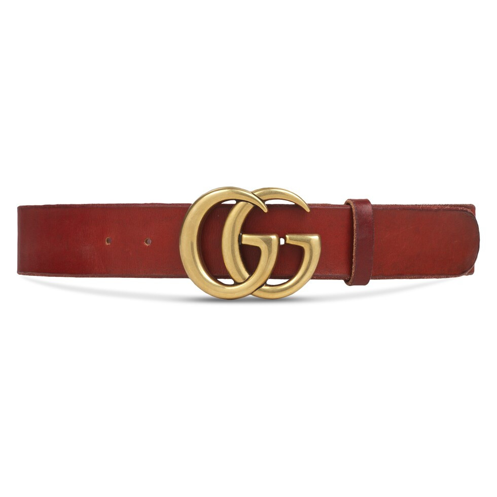 Leather belt with double G buckle | Gucci (US)