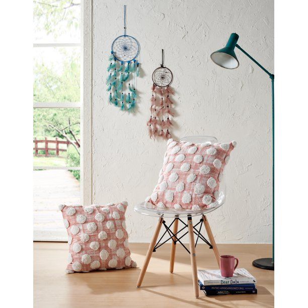 Better Trends Eileen Polka Decorative Pillows, 100% Cotton, 2 Piece Set, 18" x 18" Square, Blush ... | Walmart (US)