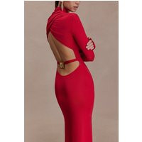 Kiyah Slinky Cut Out Maxi Dress - Red I MESHKI I Size S | MESHKI US