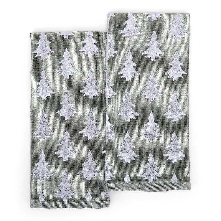 New! Green Jacquard Tree Kitchen Towels, Set of 2 | Kirklands