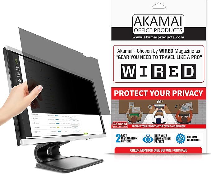 21.5 inch Akamai Computer Privacy Screen (16:9) - Black Security Shield - Desktop Monitor Protect... | Amazon (US)