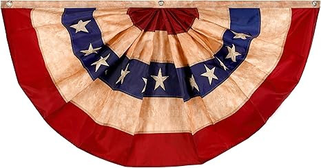 G128 USA Tea Stained Pleated Fan Flag 3x6FT Embroidered Polyester Stars and Stripes | Amazon (US)