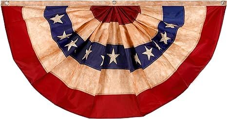 G128 USA Tea Stained Pleated Fan Flag 3x6FT Embroidered Polyester Stars and Stripes | Amazon (US)