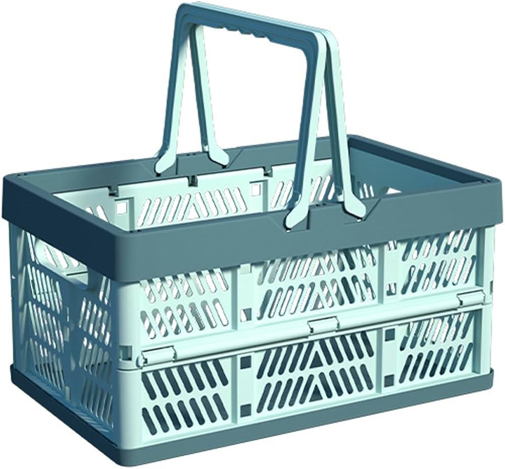 Plastic Storage Crate - 20L Collapsible Crate Stacking Folding Storage Basket - Sky Blue & Gray B... | Amazon (US)