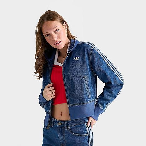 adidas Women's Originals Firebird Denim Track Top in Blue Size: XS | JD Sports (US)