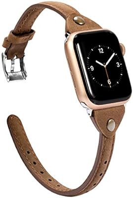 Wearlizer Scrub Deep Brown Leather Compatible with Apple Watch Thin Leather Band 38mm 40mm for iW... | Amazon (US)