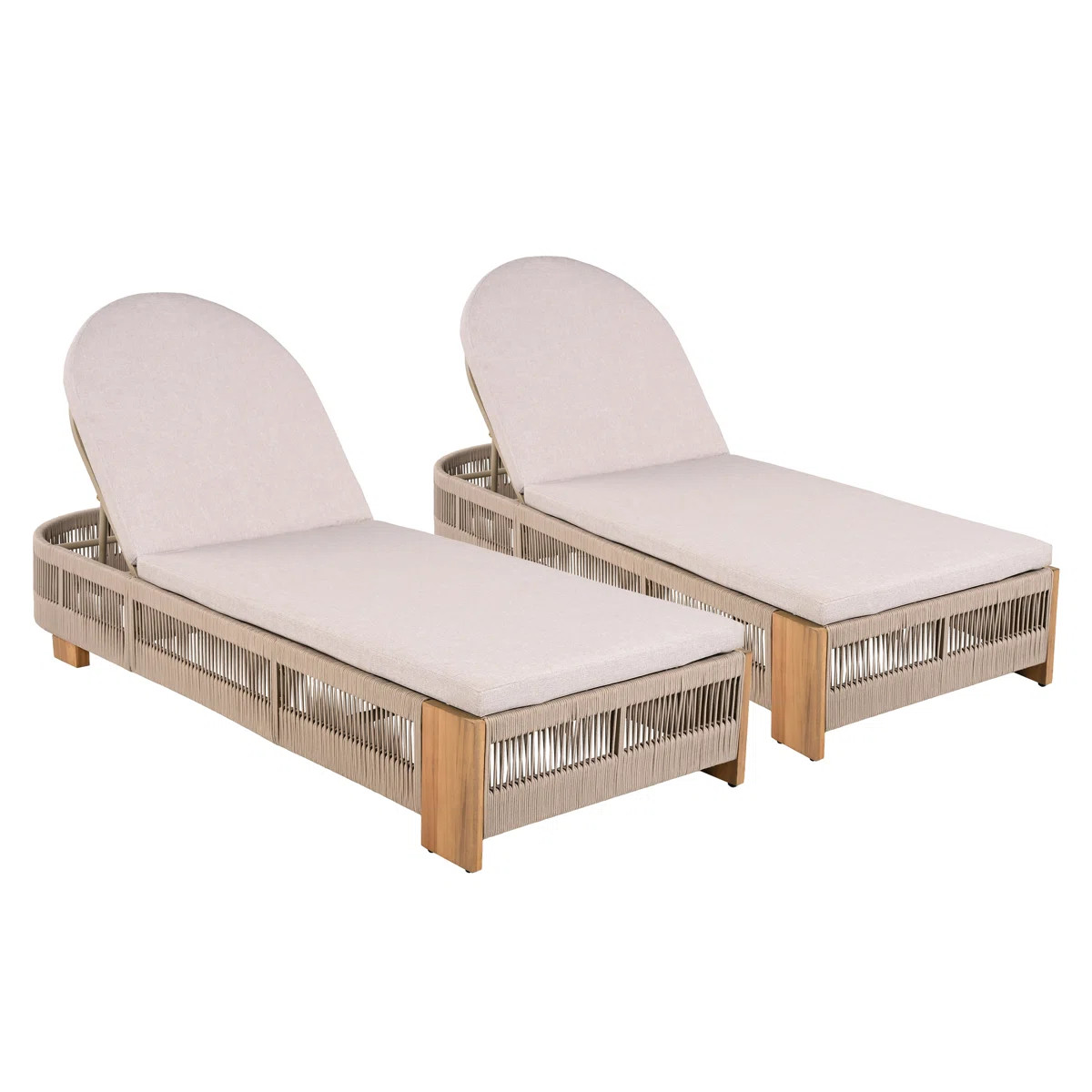 Corianne Patio Woven Rope Chaise Lounge With Adjustable Backrest & Cushions | Wayfair North America