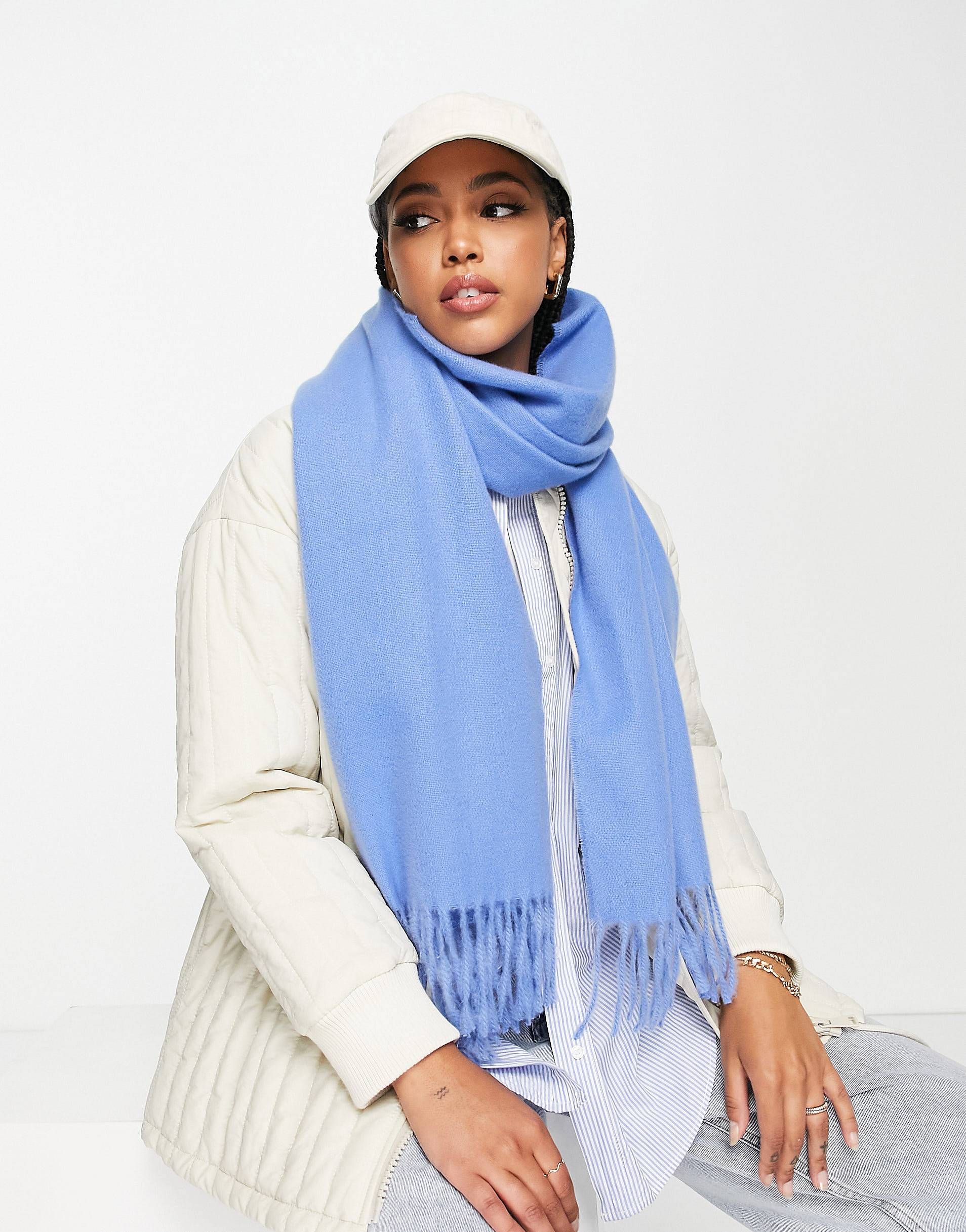 ASOS DESIGN super-soft scarf with tassels in bright blue | ASOS (Global)