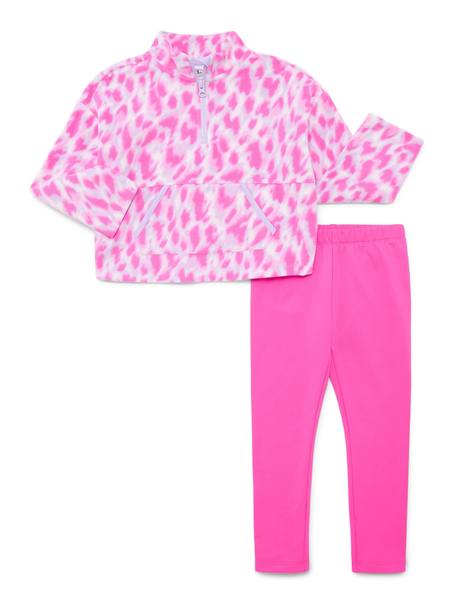 Athletic Works Girls Microfleece Pullover and Cozy Leggings Set, 2-Piece, Sizes 4-18 & Plus | Walmart (US)