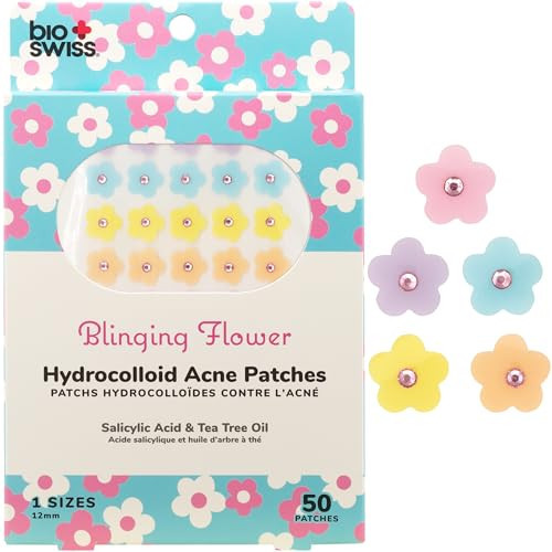 BioSwiss Pimple Patches, Blinging Flowers Patch for Zits and Blemishes, Hydrocolloid Spot Stickers for Face and Skin, 50 Count | Amazon (US)