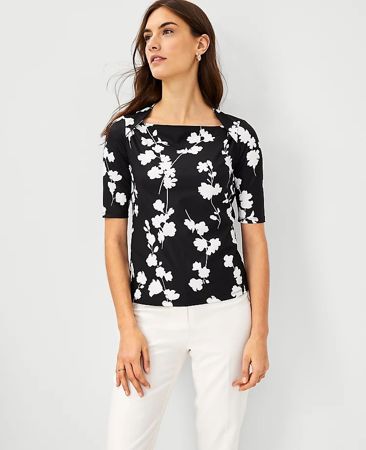 Shadow Floral Envelope Neck Top | Ann Taylor | Ann Taylor (US)