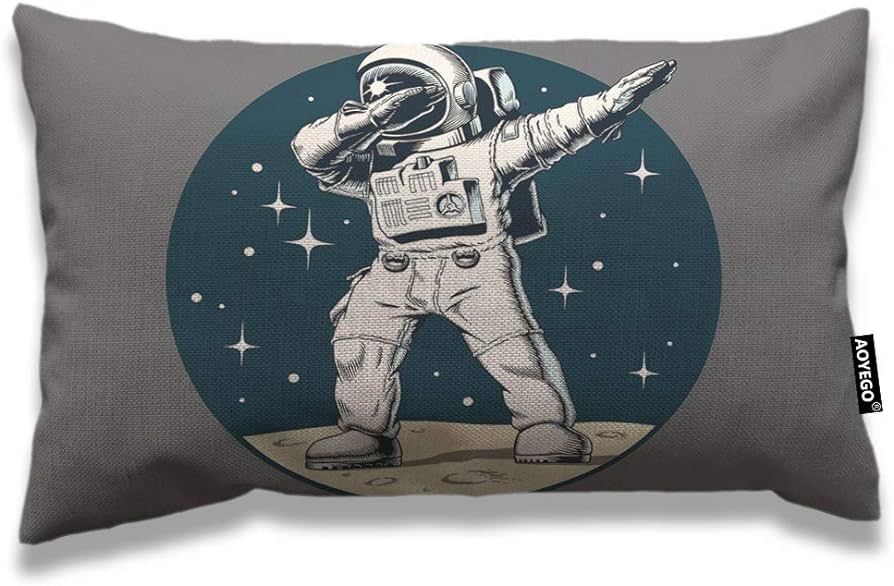 AOYEGO Space Throw Pillow Cover 12x20 Inch Funny Dabbing Astronaut on Universe Planet Moon with S... | Amazon (US)