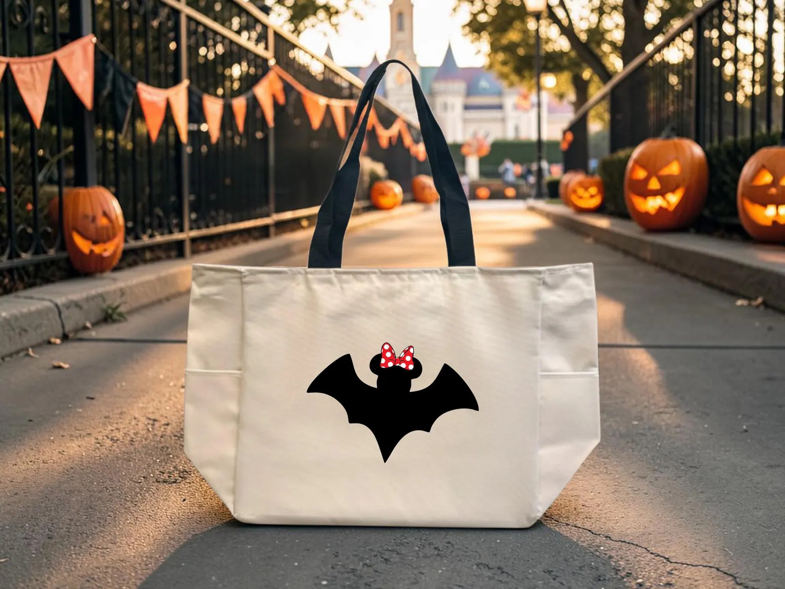 Personalized Disney Halloween Tote Bag With Minnie Bat | Custom Minnie Cruise Bag | DCL Fish Exte... | Etsy (Global)