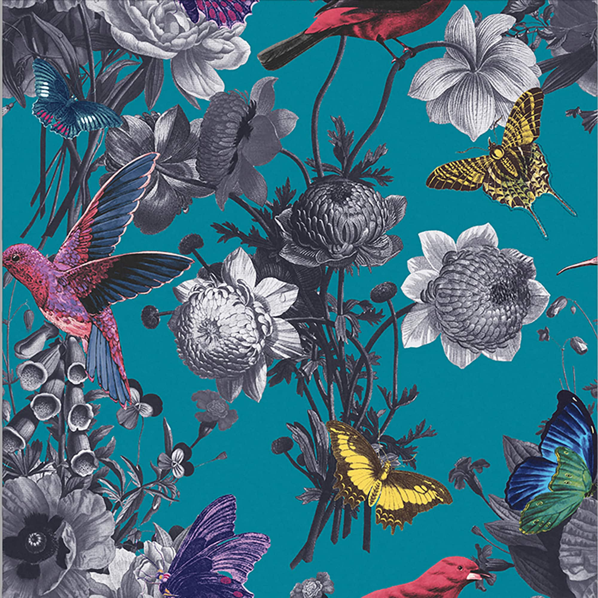 Graham & Brown 56-sq ft Teal and Blue and Multi Non-woven Floral Unpasted Wallpaper one_size | 106432 | Lowe's