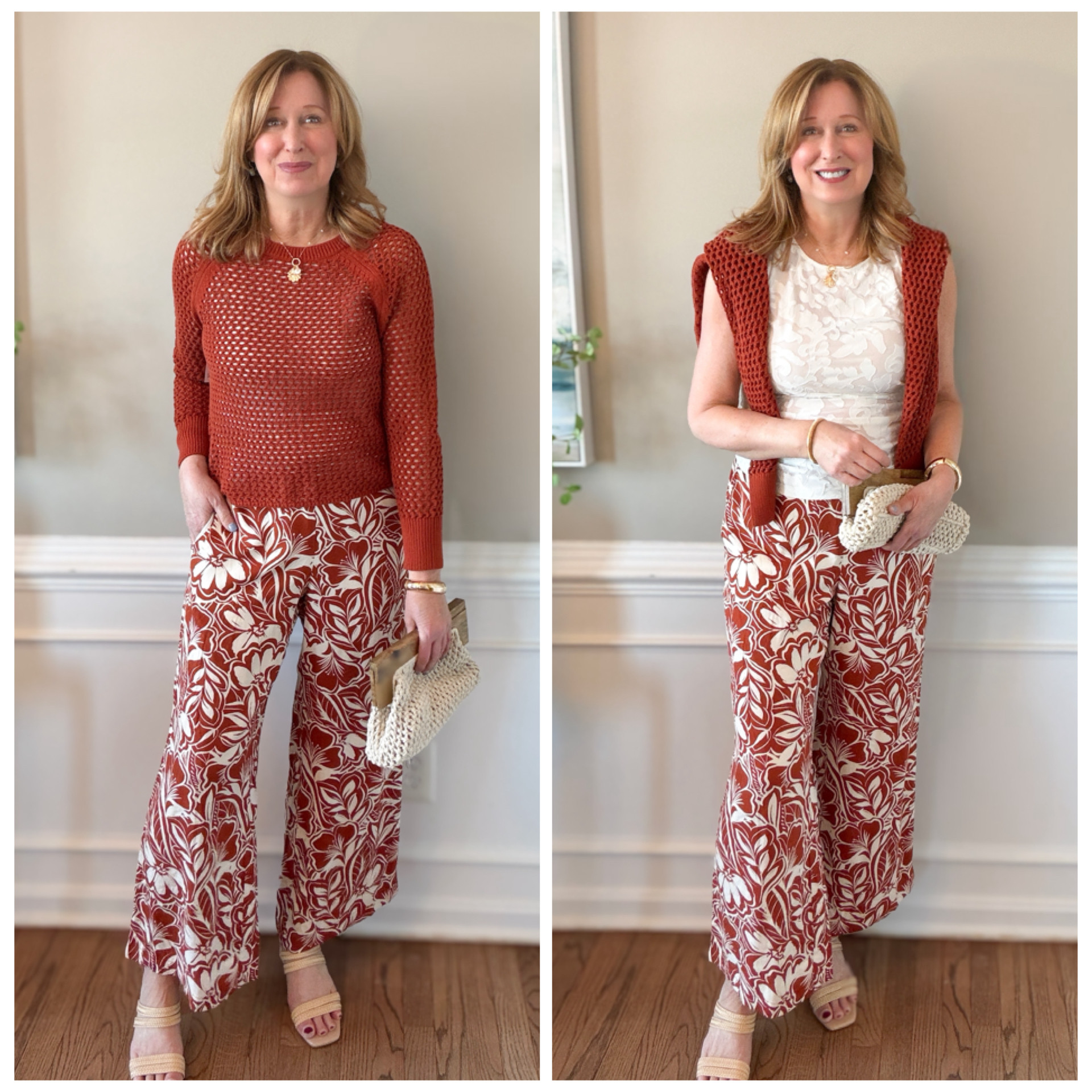 Easy, breezy layers for spring .A crochet sweater over a textured jacquard tank with relaxed wide-leg pants in warm cream and rust tones ~ comfortable pieces that make styling simple. Perfect for a casual spring day or a vacation look that’s effortless, versatile, and easy to layer.

https://liketk.it/61JPo

 

 

#LTKSeasonal #LTKOver40 #LTKootd