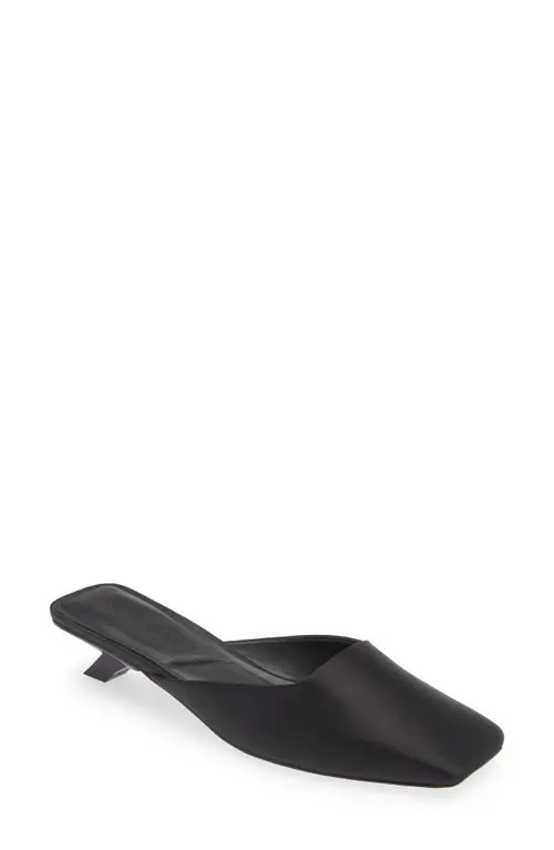 Steve Madden Marianne Kitten Heel Satin Mule in Black/Black at Nordstrom, Size 9.5 | Nordstrom