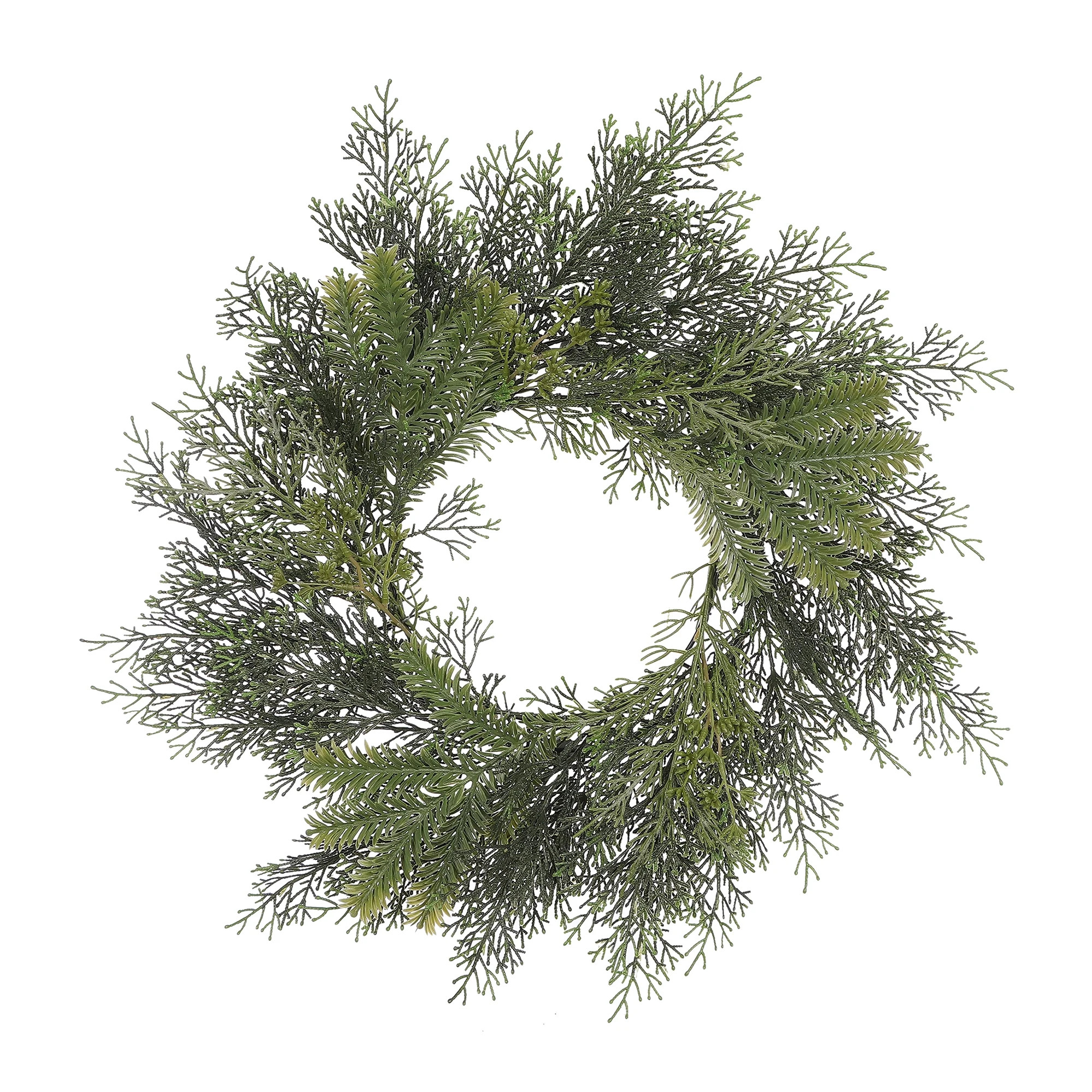 Mainstays 18 inch Artificial Green Pine Round Wreath, for Door or Wall, Metal Base | Walmart (US)