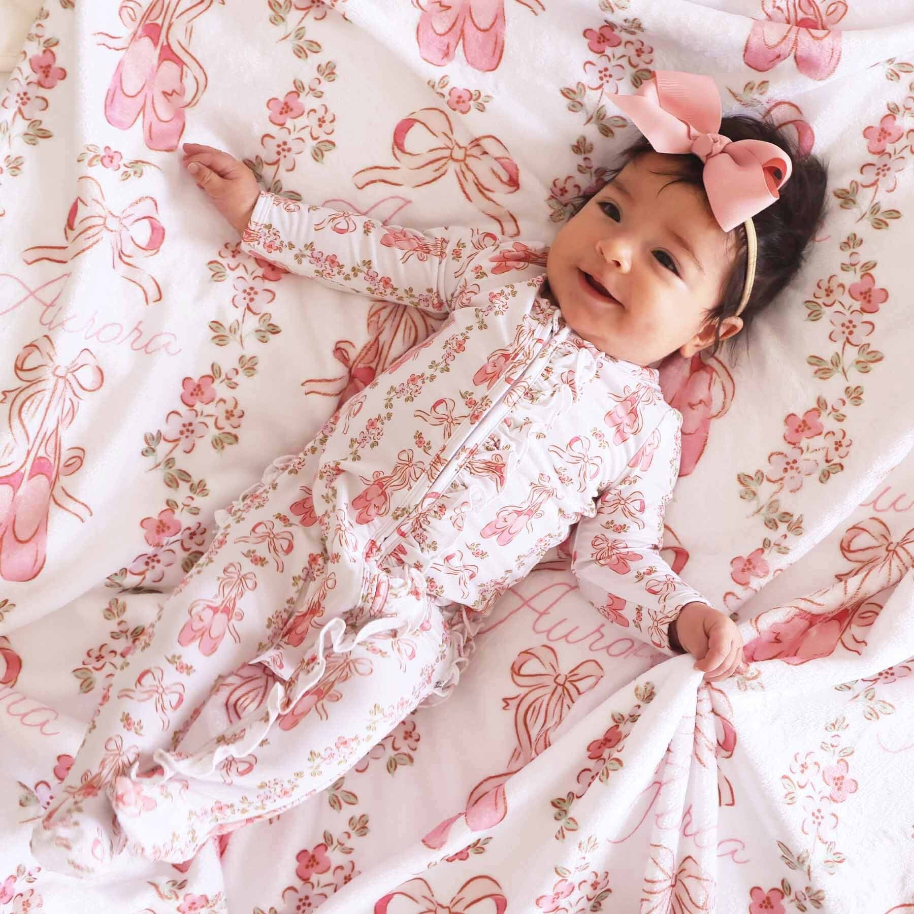 Ballet Blossoms Ruffle Zipper Footie | Caden Lane