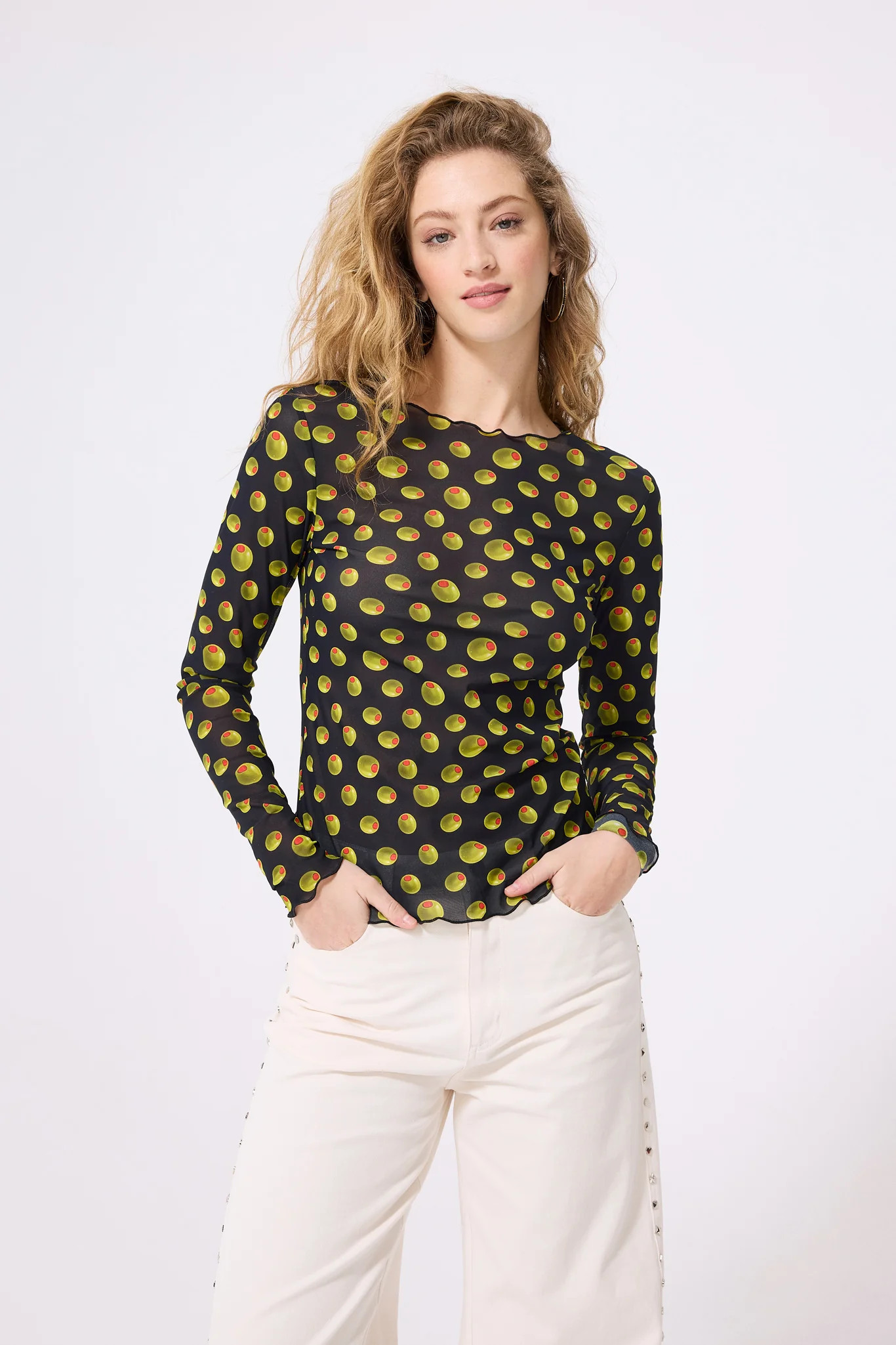 Mesh Long Sleeve in Olives | Terez