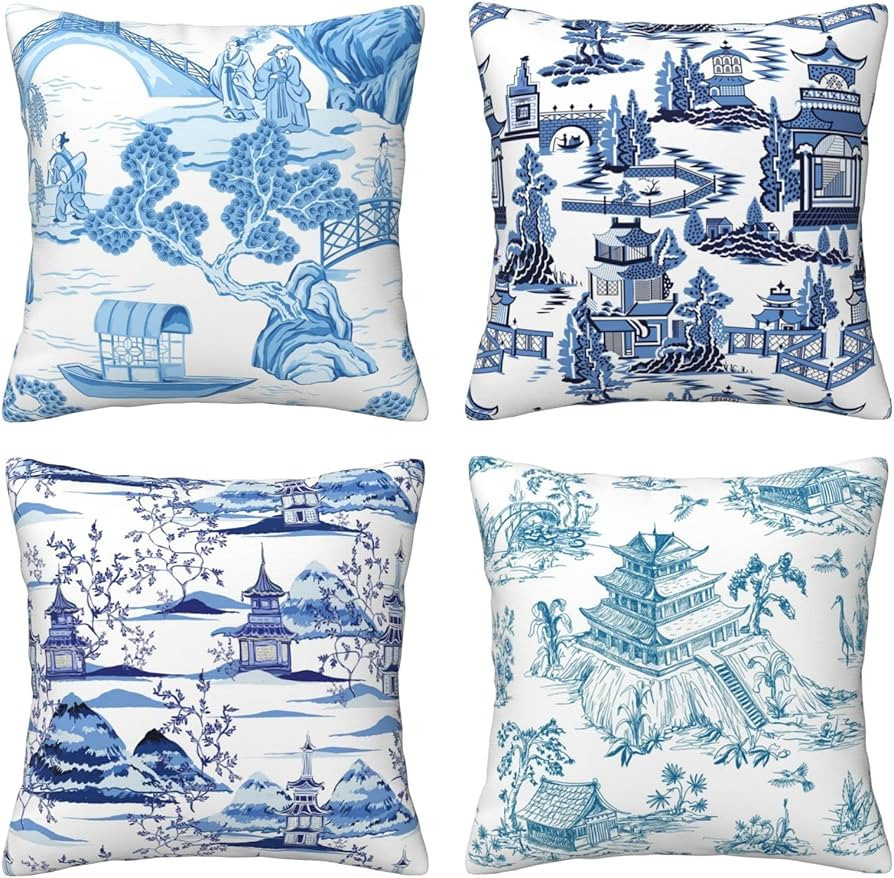 mardayket Chinoiserie Decor Blue Willow Blue and White Pillow Covers Chinoiserie Pillow Cover Pil... | Amazon (US)