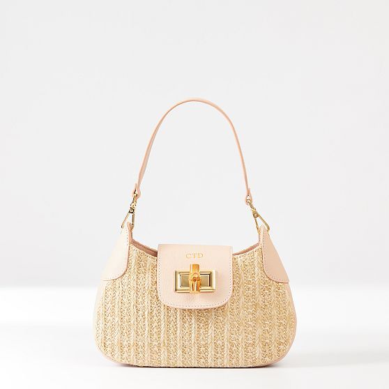 Bamboo Raffia Shoulder Bag | Mark and Graham